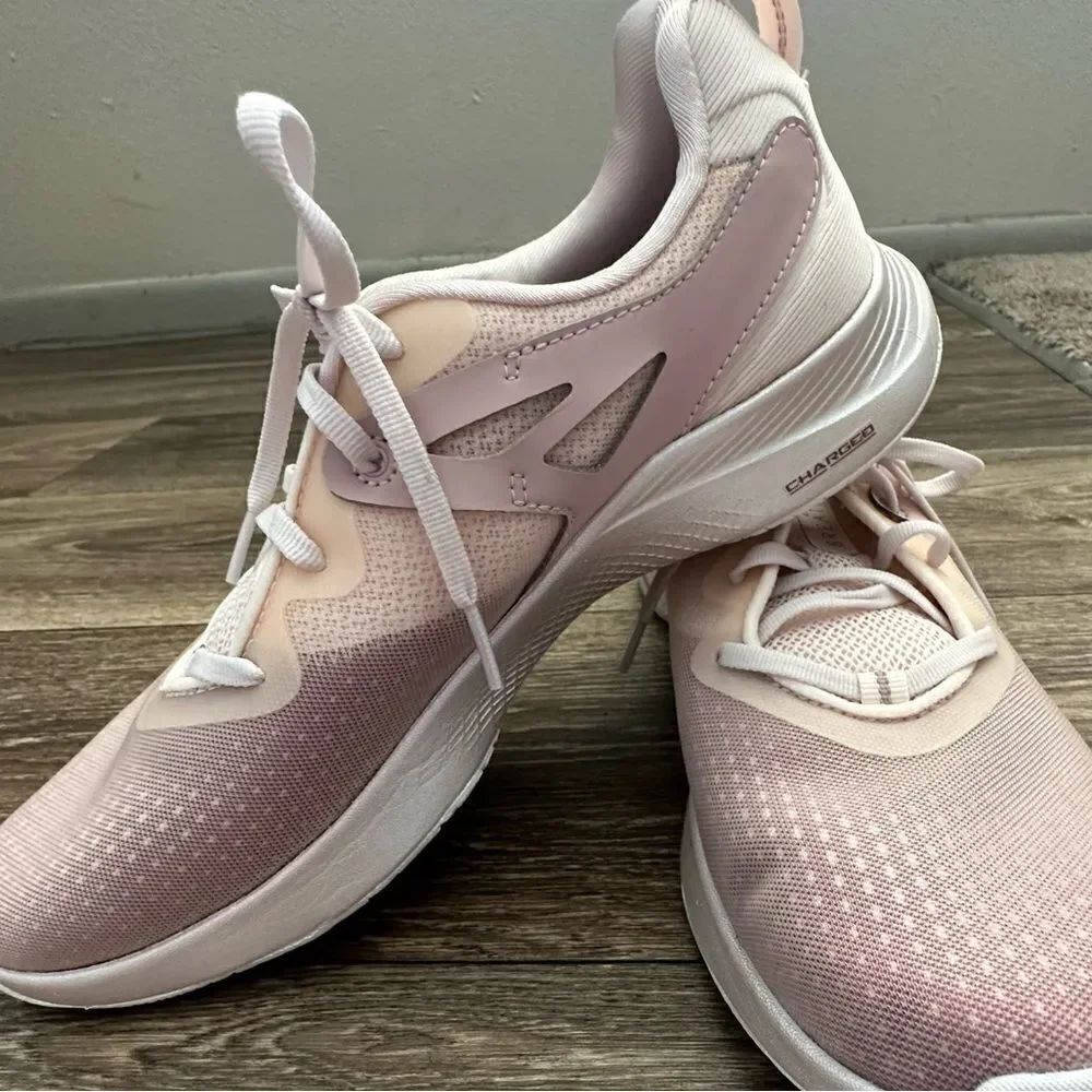 UNDER Armour Charged Breathe 2 Pink Textile Womens Lace Up Trainers sz 10
